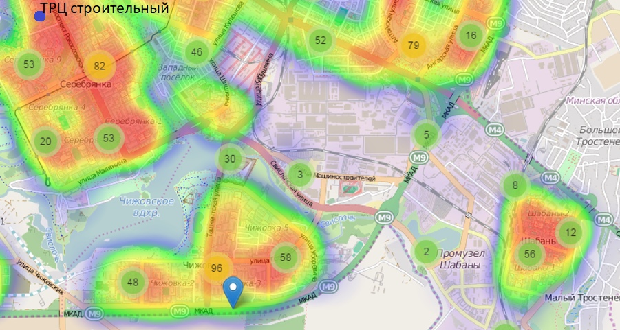 Теплокарты: отображение заинтересованных продуктом или услугой клиентов на карте