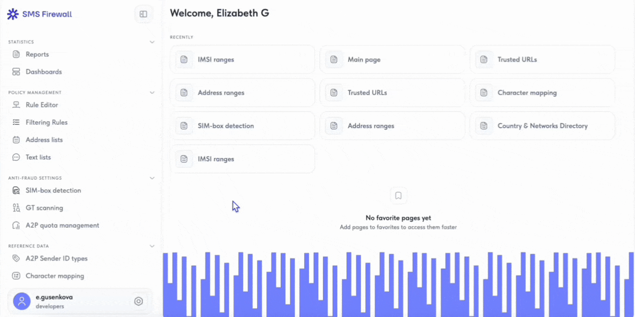 The menu reflects actual usage patterns. Network settings are usually configured once during implementation, so they appear near the bottom. The rule editor and reports, which specialists use every day, are positioned at the top